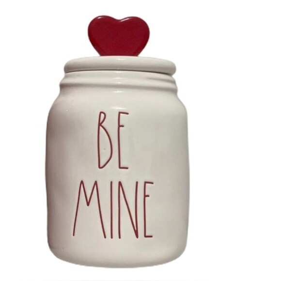 Rae Dunn‎ Be Mine Valentine  Canister With Heart Topper - Picture 1 of 3